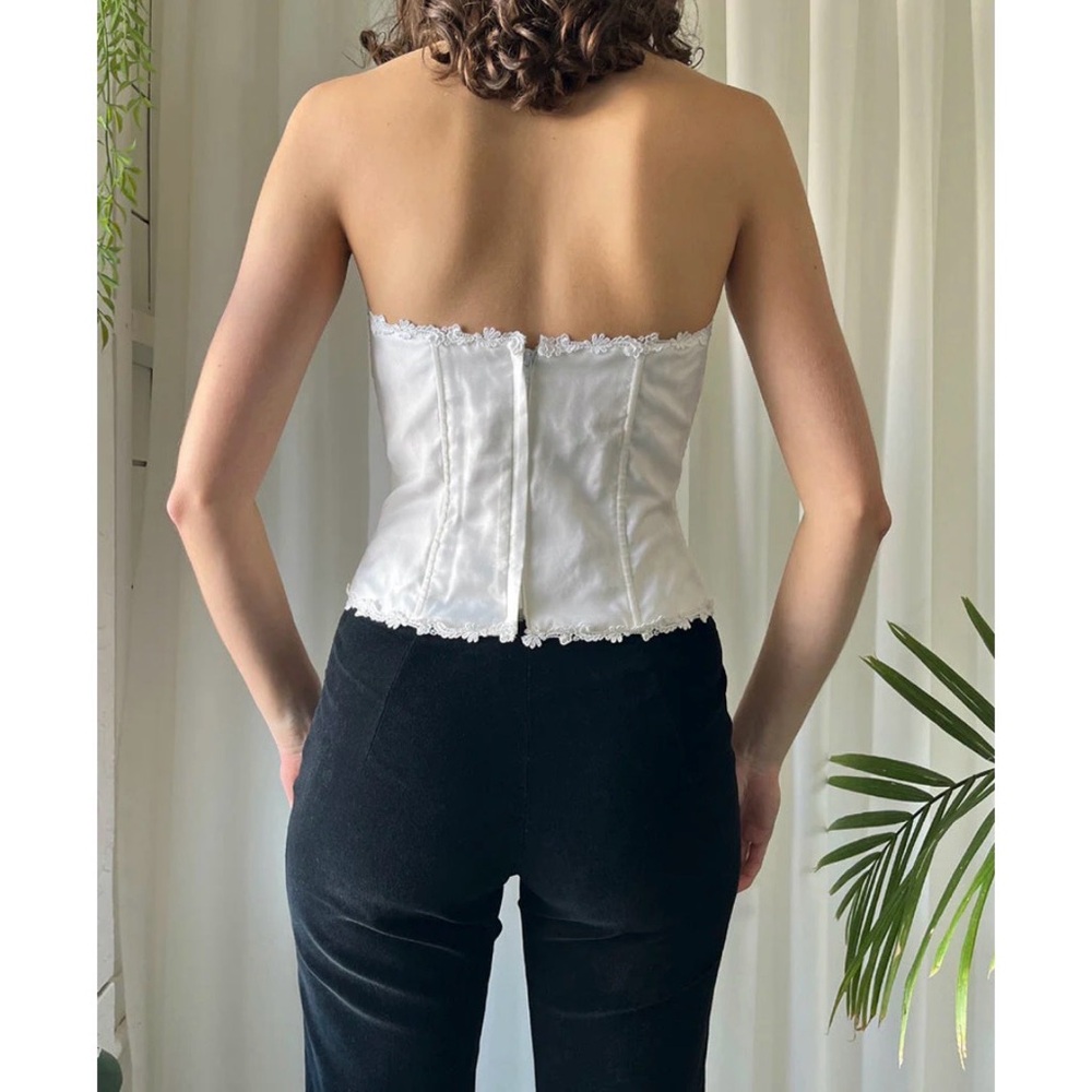 NWT Vintage Y2K Scott McClintock White Bridal Embroidered Chiffon Bustier 16 - Picture 2 of 8